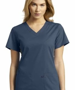 White Cross Women's Contrast Side Panel Solid Scrub Top
