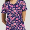 White Cross Women's Round V-Neck Spring In My Step Print Scrub Top -Cherokee Shop 1 wc 782 printspm 650