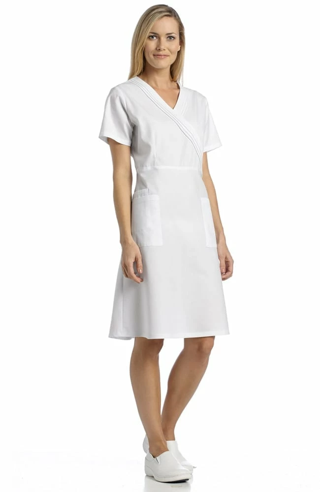 White Cross Women's Pleated Mock Wrap Scrub Dress 3 White Cross Women's Pleated Mock Wrap Scrub Dress