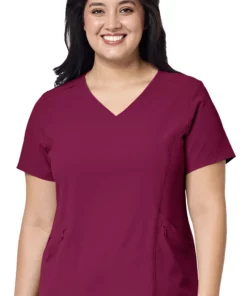 WonderWink Women's V-Neck 4 Pocket Solid Scrub Top