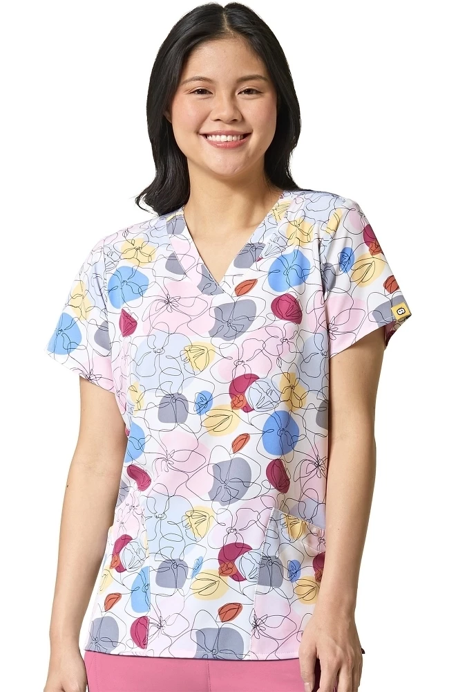 WonderWink Clearance Women's Petal Lined Print Scrub Top 3 WonderWink Clearance Women's Petal Lined Print Scrub Top