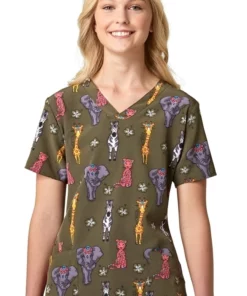 WonderWink Clearance Women's Safari Summer Print Scrub Top