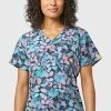 WonderWink Women's V-Neck Oshibana Print Scrub Top -Cherokee Shop 1 wk 6357 printosb 650