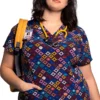 WonderWink Clearance Women's Geo Mio Print Scrub Top
