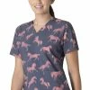 Carhartt Women's V-Neck Stallion Step Print Scrub Top -Cherokee Shop 1 wk c12114 printsln 650