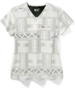 Carhartt Clearance Women's Tuck In Malt Geo Aztec Print Scrub Top
