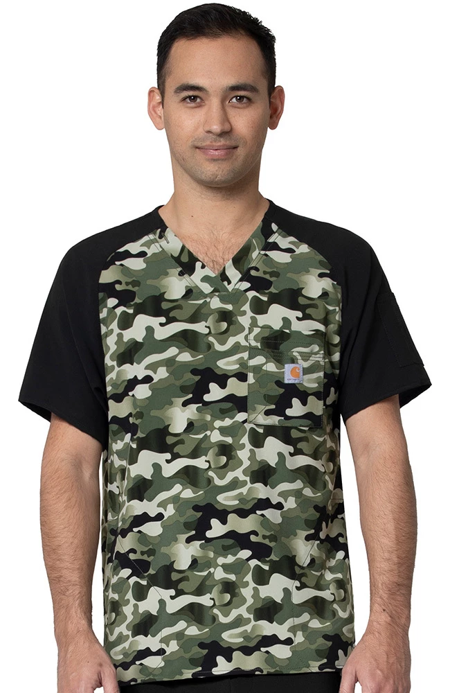 Carhartt Men's Ombre Camo Basil Print Scrub Top 3 Carhartt Men's Ombre Camo Basil Print Scrub Top