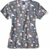 Zoe And Chloe Women's V-Neck Hello Spring Print Scrub Top -Cherokee Shop 1 wk z12202 printhls 650