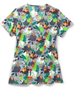 Zoe And Chloe Clearance Women's Autumn Odyssey Print Scrub Top