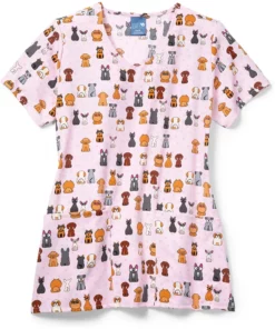 Zoe And Chloe Clearance Women's Floofster Print Scrub Top