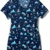 Zoe And Chloe Clearance Women's Snow Caps Print Scrub Top