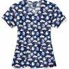 Zoe And Chloe Women's V-Neck Moon Meow Print Scrub Top 2 Zoe And Chloe Women's V-Neck Moon Meow Print Scrub Top -Cherokee Shop 1 wk z12213 printmnw 650