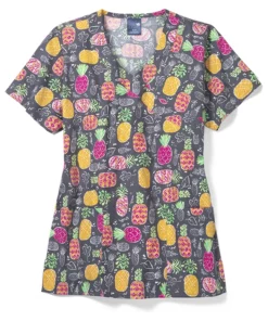 Zoe And Chloe Clearance Women's Mock Wrap Aloha Summer Print Scrub Top