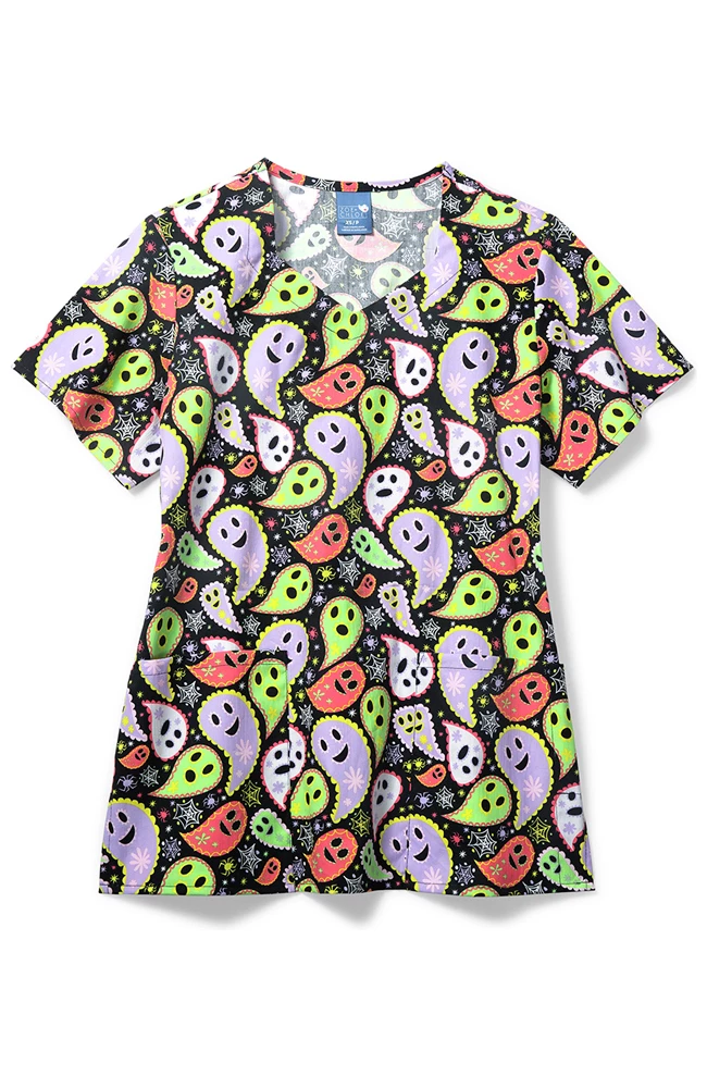 Zoe And Chloe Clearance Women's Diamond Neck Dia De Los Paisley Print Scrub Top 3 Zoe And Chloe Clearance Women's Diamond Neck Dia De Los Paisley Print Scrub Top