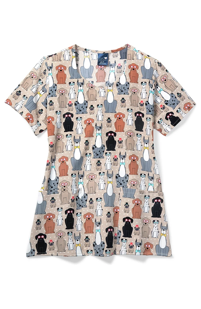 Zoe And Chloe Clearance Women's Diamond Neck Buster & Tiny Print Scrub Top 3 Zoe And Chloe Clearance Women's Diamond Neck Buster & Tiny Print Scrub Top