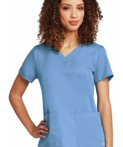 Grey's Anatomy Clearance Women's V-Neck Shirred Back Solid Scrub Top -Cherokee Shop 2 bc 71166 clearance 650