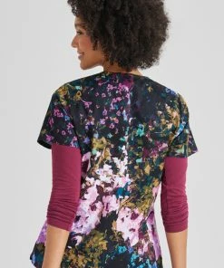 Grey's Anatomy Clearance Women's Autumn Meadow Print Scrub Top -Cherokee Shop 2 bc grt085 printclearance 650 1