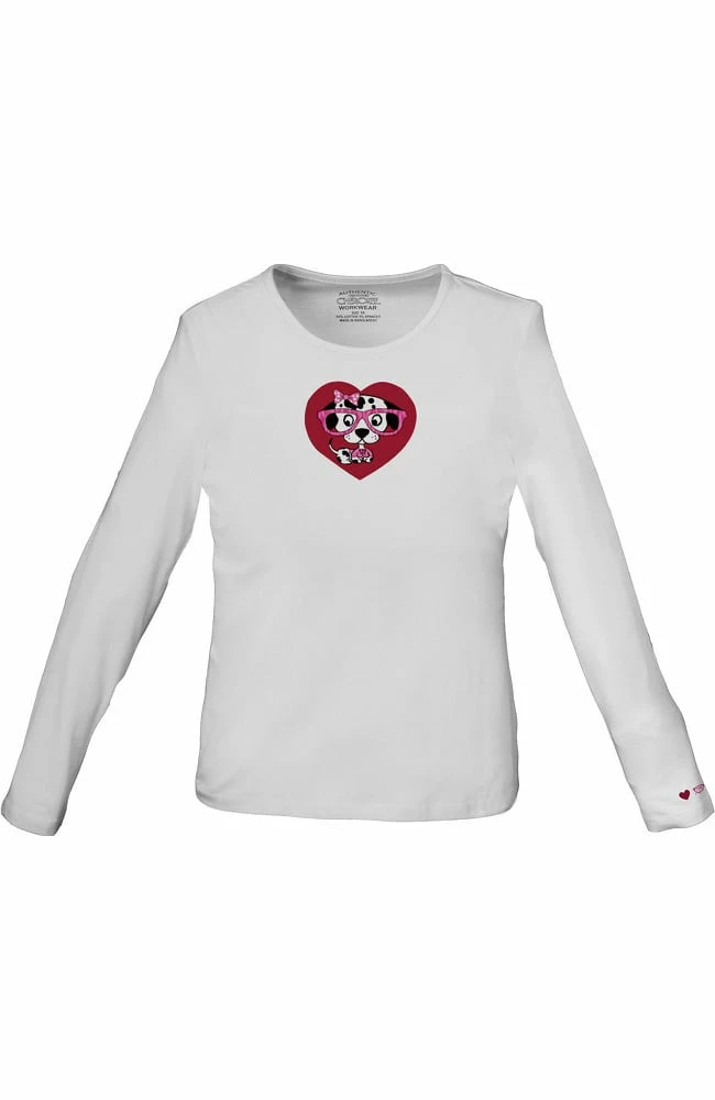 Cherokee Workwear Clearance Women's White Long Sleeve Dog Print Underscrub 4 Cherokee Workwear Clearance Women's White Long Sleeve Dog Print Underscrub - Image 2