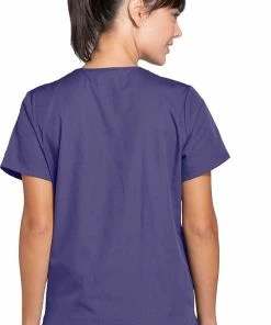 Cherokee Workwear Clearance Women's Snap Front 2-Pocket Solid Scrub Top -Cherokee Shop 2 ck 4770 clearance 650