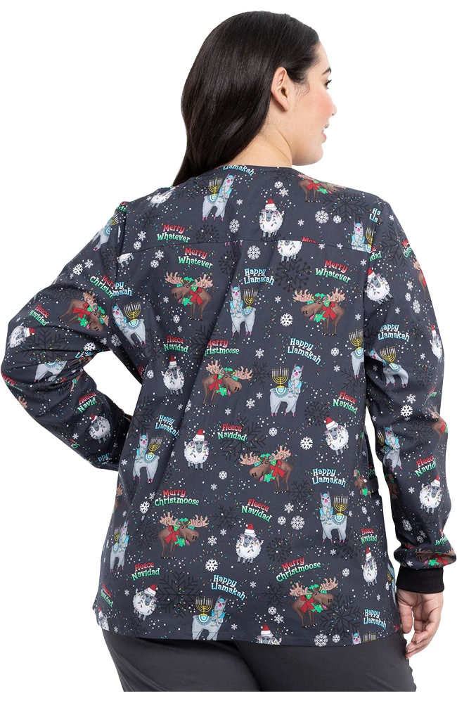Cherokee Clearance Women's Merry Whatever Print Scrub Jacket 4 Cherokee Clearance Women's Merry Whatever Print Scrub Jacket - Image 2