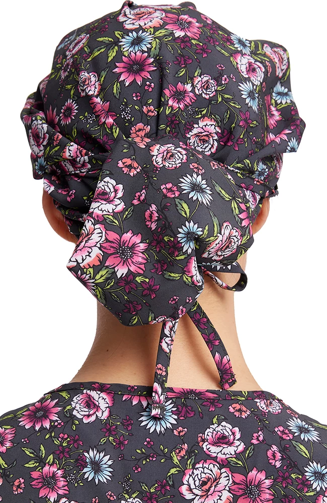 Cherokee Women's Romantic Garden Print Bouffant Scrub Hat 4 Cherokee Women's Romantic Garden Print Bouffant Scrub Hat - Image 2