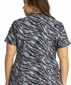 Cherokee Clearance Women's Mock Wrap Wild For Tie Dye Print Scrub Top -Cherokee Shop 2 ck ck608 printclearance 650 2