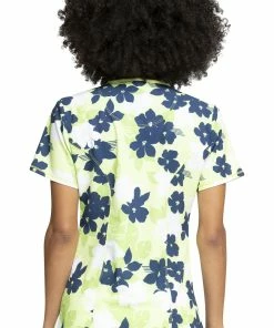Cherokee Clearance Women's Mock Wrap Tropic Shadow Print Scrub Top -Cherokee Shop 2 ck ck608 printclearance 650 3