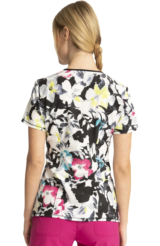 Cherokee Clearance Women's Inky Garden Print Scrub Top 4 Cherokee Clearance Women's Inky Garden Print Scrub Top - Image 2