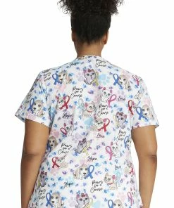Cherokee Clearance Women's Paws For A Cause Print Scrub Top -Cherokee Shop 2 ck ck616 printclearance 650 1