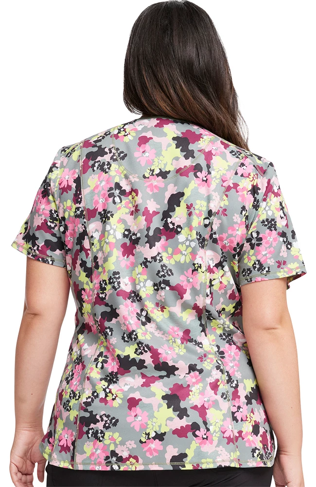 Cherokee Women's Floral Camotion Print Scrub Top 4 Cherokee Women's Floral Camotion Print Scrub Top - Image 2