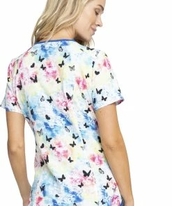 Cherokee Clearance Women's Rainbow Flight Print Scrub Top -Cherokee Shop 2 ck ck634 printclearance 650 2