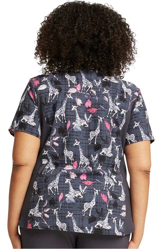 Cherokee Women's Giraffe-Ter My Love Print Scrub Top 4 Cherokee Women's Giraffe-Ter My Love Print Scrub Top - Image 2