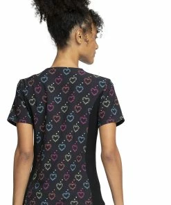 Cherokee Clearance Women's Knit Panel Hearts On The Line Print Scrub Top 7 Cherokee Clearance Women's Knit Panel Hearts On The Line Print Scrub Top -Cherokee Shop 2 ck ck641 printclearance 650