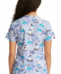 Cherokee Women's Chillin' Snowmies Print Scrub Top -Cherokee Shop 2 ck ck651 print 650 1