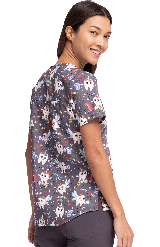 Cherokee Women's Toothicorn Magic Print Scrub Top 4 Cherokee Women's Toothicorn Magic Print Scrub Top - Image 2