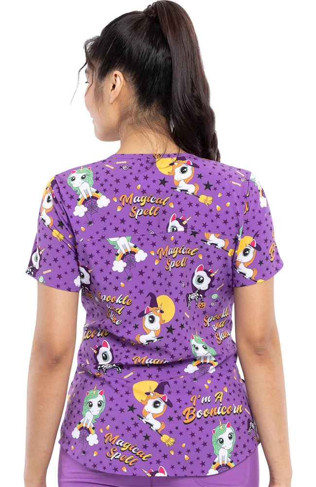 Cherokee Clearance Women's Boo-Nicorn Magic Print Scrub Top 4 Cherokee Clearance Women's Boo-Nicorn Magic Print Scrub Top - Image 2
