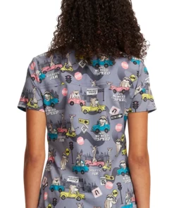 Cherokee Women's Tuckable Giraffic Jam Print Scrub Top -Cherokee Shop 2 ck ck664 print 650