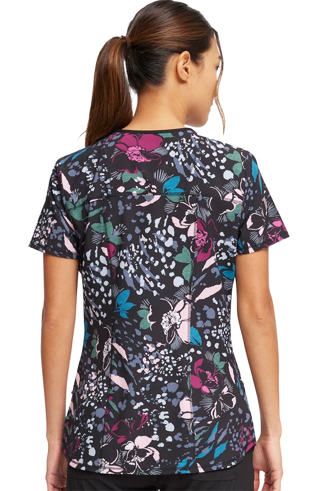 Cherokee Women's Zip-Front Wild Fleur You Print Scrub Top 4 Cherokee Women's Zip-Front Wild Fleur You Print Scrub Top - Image 2