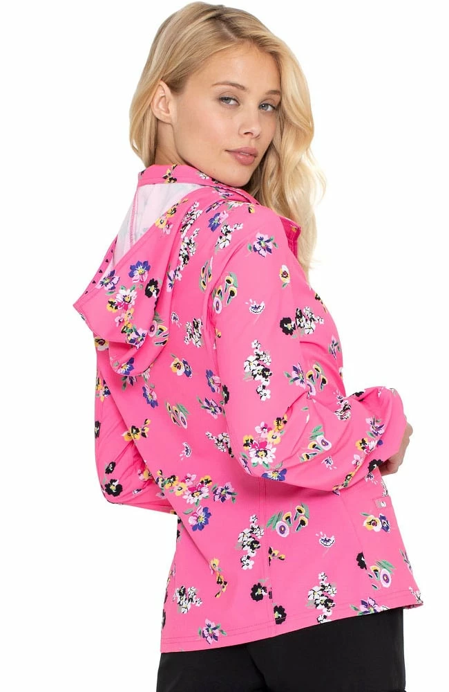 Heartsoul Clearance Women's Warm Up Flowering Fields Print Scrub Jacket 4 Heartsoul Clearance Women's Warm Up Flowering Fields Print Scrub Jacket - Image 2