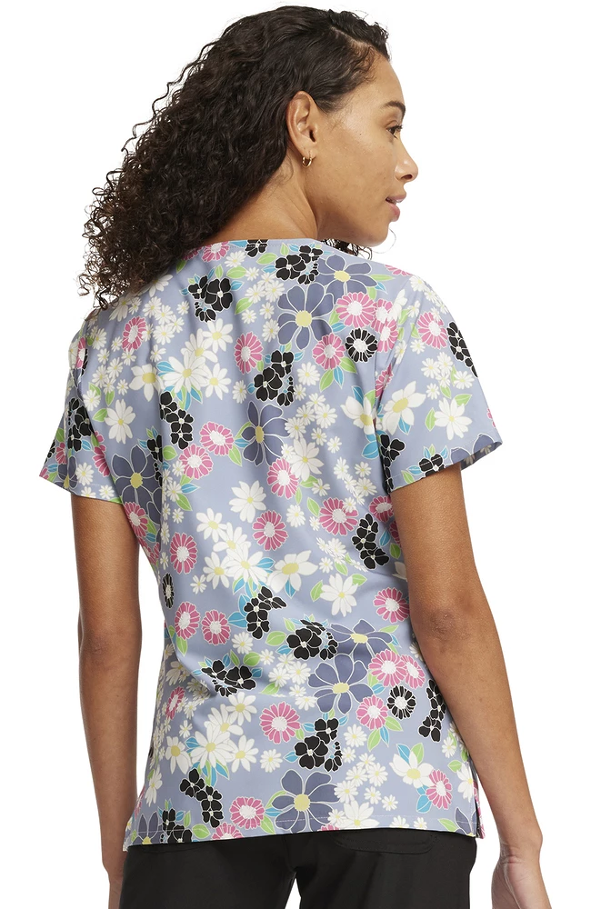 Cherokee Women's Many Minnie Flowers Print Scrub Top 4 Cherokee Women's Many Minnie Flowers Print Scrub Top - Image 2