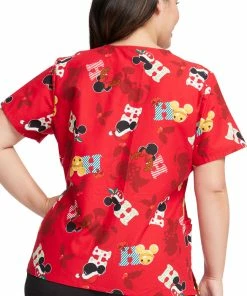 Cherokee Women's Mickey Holiday Cheer Print Scrub Top 9 Cherokee Women's Mickey Holiday Cheer Print Scrub Top -Cherokee Shop 2 ck tf614 print 650 3