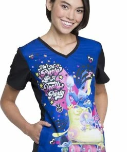 Cherokee Clearance Women's V-Neck Knit Panel Trolls Print Scrub Top 7 Cherokee Clearance Women's V-Neck Knit Panel Trolls Print Scrub Top -Cherokee Shop 2 ck tf627 printclearance 650 8