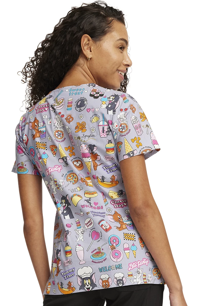 Cherokee Women's Yum Yum Yummy Print Scrub Top 4 Cherokee Women's Yum Yum Yummy Print Scrub Top - Image 2