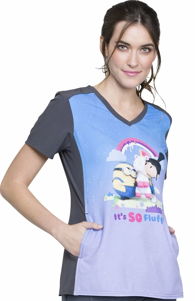 Cherokee Clearance Women's V-Neck Contrast Back Minions Print Scrub Top 4 Cherokee Clearance Women's V-Neck Contrast Back Minions Print Scrub Top - Image 2