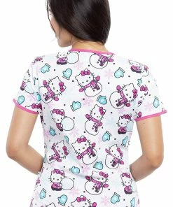 Cherokee Clearance Women's Winter Hello Kitty Print Scrub Top -Cherokee Shop 2 ck tf686 printclearance 650
