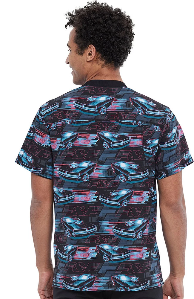 Cherokee Clearance Men's Fast And Furious Print Scrub Top 4 Cherokee Clearance Men's Fast And Furious Print Scrub Top - Image 2