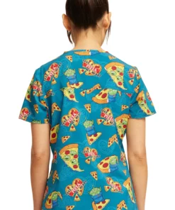 Cherokee Women's Pizza My Heart Alien Print Scrub Top -Cherokee Shop 2 ck tf738 print 650
