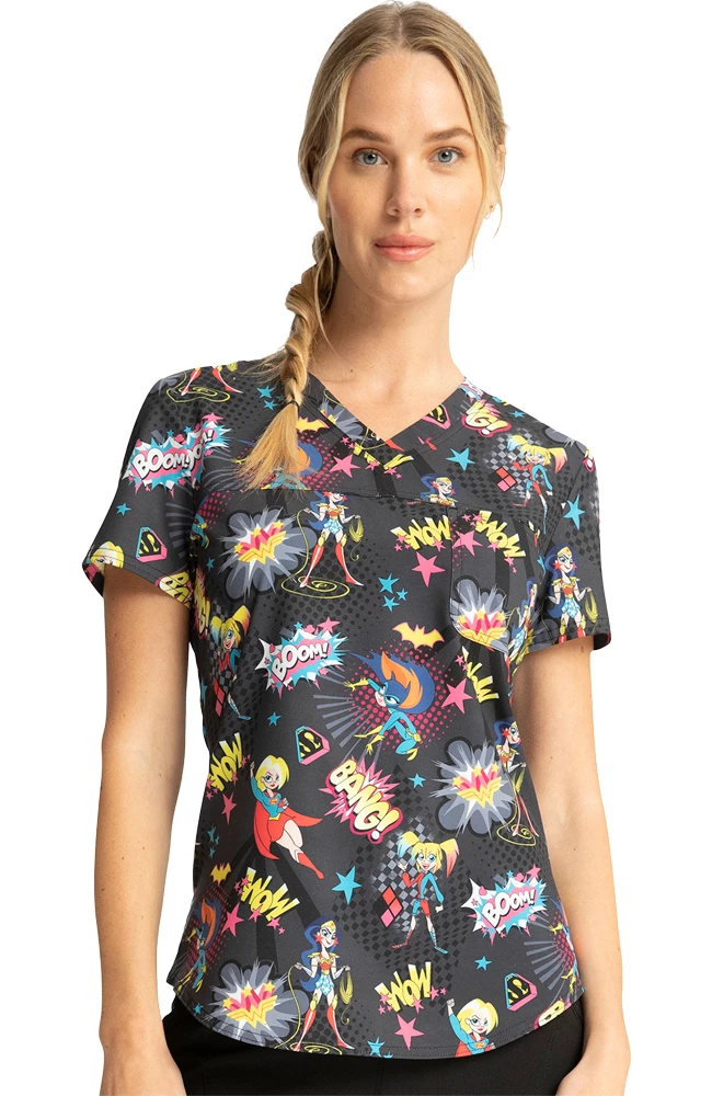 Cherokee Clearance Women's Girls Have The Power Print Scrub Top 4 Cherokee Clearance Women's Girls Have The Power Print Scrub Top - Image 2