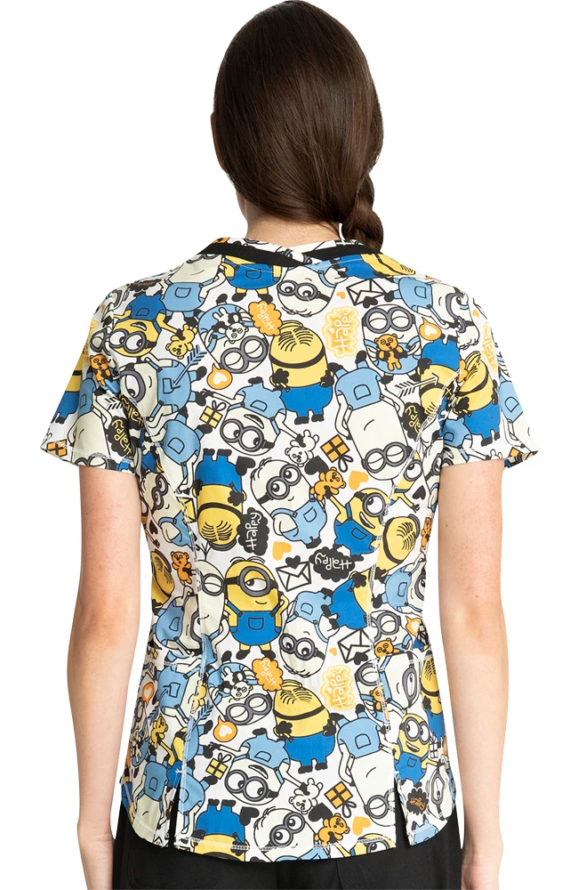 Cherokee Clearance Women's Love Makes Me Happy Print Scrub Top 4 Cherokee Clearance Women's Love Makes Me Happy Print Scrub Top - Image 2