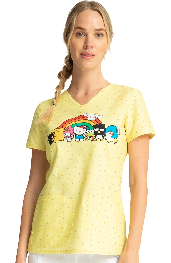 Cherokee Clearance Women's Under The Rainbow Print Scrub Top 4 Cherokee Clearance Women's Under The Rainbow Print Scrub Top - Image 2